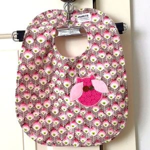 NEW! Pink owl baby bib handmade never used